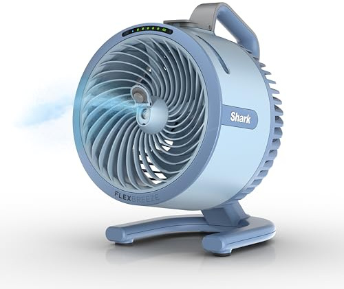 Shark FlexBreeze HydroGo Pro Portable Misting Fan, Sky, FA056BL | Corded/Cordless, Indoor + Outdoor Mist, Lowers Temps up to 5°, up to 29-Hr Battery, up to 70 Ft of Power, 5 Speeds