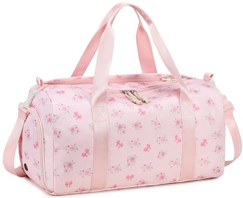 LEDAOU Sporttasche Kinder, Schwimmtasche, Reisetasche, Schuhfach, Nassfach (Schmetterlingsknoten kleine Pollen)