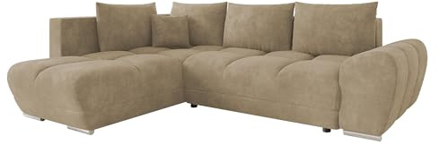 Mirjan24 Ecksofa Fureniz mit Bettkasten, 4 Sitzer L-Form Sofa mit Schlaffunktion, Eckcouch für Wohnzimmer, Couch mit Bettfunktion (Lumo 30, Seite: Links)