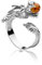 InCollections Damen-Ring Drache 925 Sterling Silber 1 Bernstein 5.5mm gelb größenverstellbar (52-64)