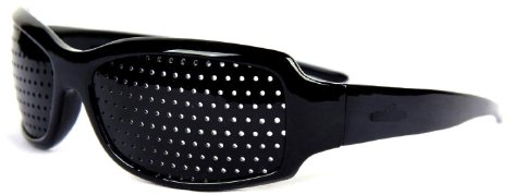 FreshGadgetz Set 1 Lochbrille Rasterbrille Pinhole aus Kunststoff Schwarz (schwarz) (Black) - Rasterbrille / Lochbrille für Augentraining zur Entspannung - Gitterbrille mit faltbaren Bügeln - Rasterbrillen - Raster Brille