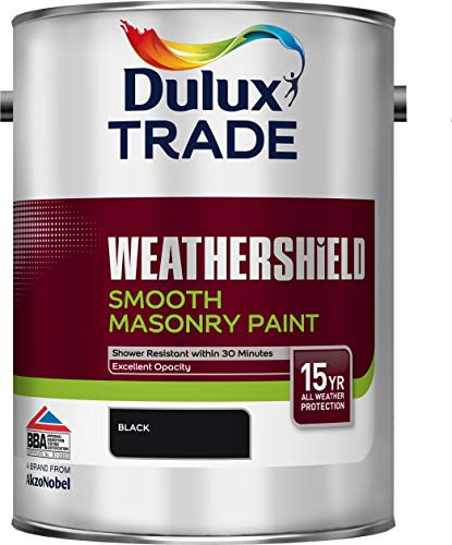 Dulux Trade Weathershield Smooth Masonry Paint - Black - 5L