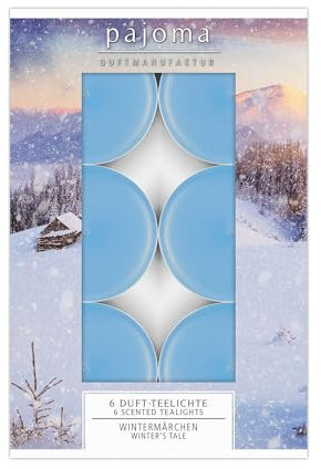 pajoma® Teelichte 6 Stück, Wintermärchen | Duft-Teelichte, Brenndauer ca. 4 Stunden - Höhe 1,5 cm ø 3,5 cm | Premium Qualität | Deko, Gastronomie, Outdoor, Party, Windgläser, Hochzeit