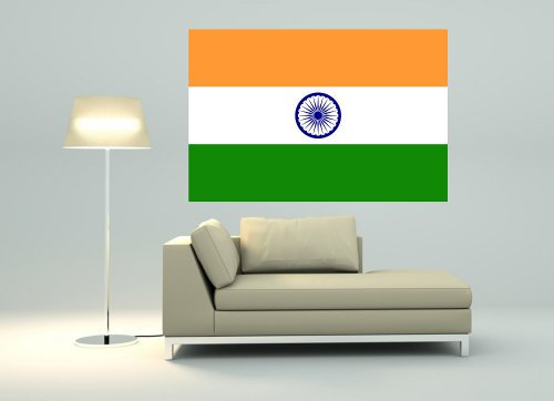 Kiwistar WANDTATTOO Sticker Fahne Flagge Aufkleber Indien 100 x 67cm - Dekoration für Kinderzimmer Schlafzimmer Wohnzimmer Küche Badezimmer