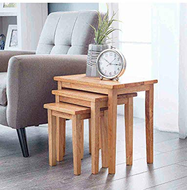 Julian Bowen Light Oak Wood Cleo Nest of Tables