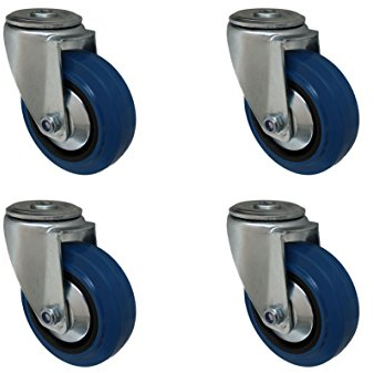 4 Stück 80 mm Blue Weels Elastik Rad als Lenkrolle Rückenloch