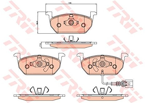 TRW GDB2080 Brake Pad Set of 4 Compatible for Volkswagen Golf VII (5G1, BQ1, BE1, BE2, AU1, AU2) 2012-2021 Front Axle and Other Vehicles