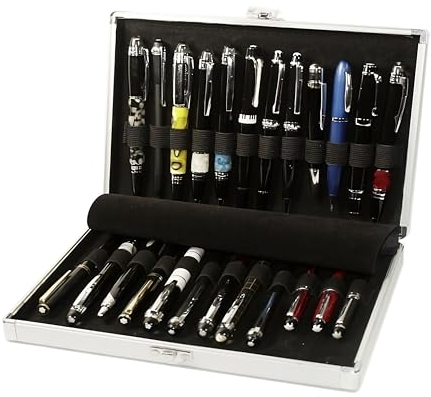 MAESTRORELOJERO MR Maestro Relojero - Scatola Portapenne per 24 penne in Alluminium | Espositore penne stilografiche | Portapenne da esposizione | Raccoglitore collezioni