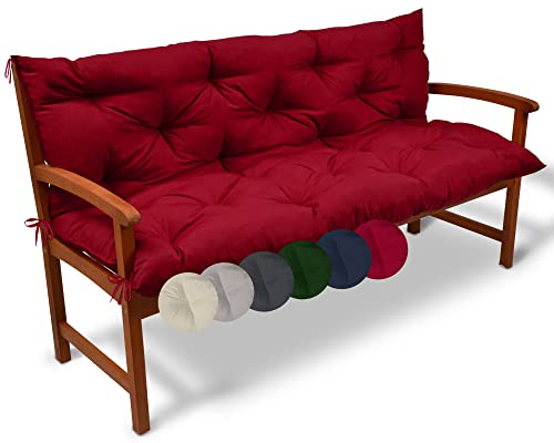 Beautissu Flair BR Bankauflage 100x50x50 cm Rot - Sitzkissen & Rückenkissen Outdoor Polsterauflage - Gartenbankauflage für Gartenmöbel Bankkissen Sitzauflage für Gartenbank & Hollywoodschaukel