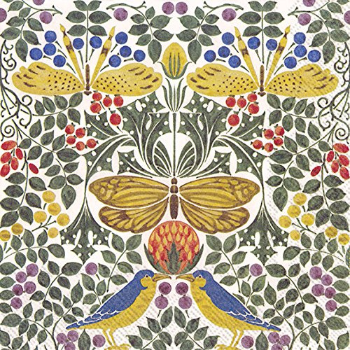 Birds and Butterflies (V&A) Luncheon Paper Table Napkins 20 in a Pack 33cm Square