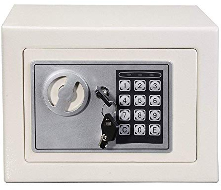 Wall Mounted Key Safe Box 4.6L Security Steel Digital Electronic Box Lock Home Electronic Digital Safe with 2 Keys for Home Office Money Cash Save 17 x 23 x 17cm(White)
