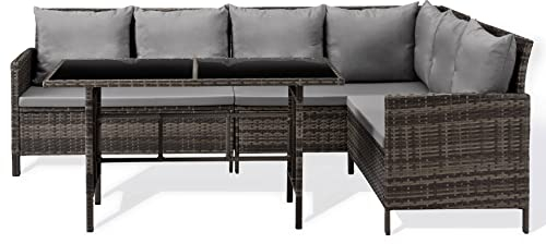 SVITA Madison Rattan-Lounge Polyrattan Ecksofa Gartenmöbel-Set Sofa Garnitur Couch-Eck