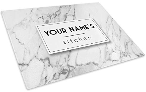 Personalised Glass Chopping Board Worktop Saver 40x30cm Add Your Own Text!
