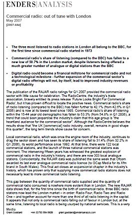 Commercial Radio: Out Of Tune With London (Enders Analysis) (English Edition)