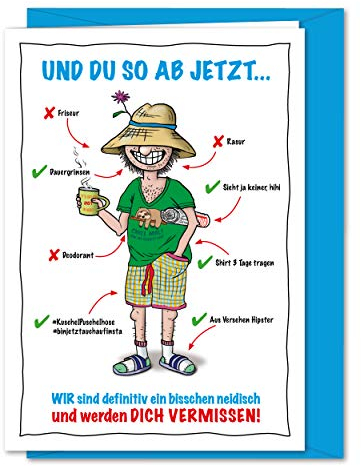 bernsteinfee-CARDS Sehr freche XXL Karte für Kollegen zur Rente, zum Ruhestand, Pensionierung, Altersteilzeit, Rentenkarte, Ruhestandskarte - Lustige Grußkarte inkl. Umschlag (DIN A4)