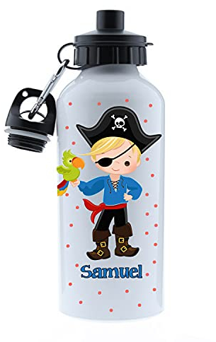 Kembilove Botella agua niños personalizada – Cantimplora Infantil Personalizada – Botella – Botella agua niños acero inoxidable infantil – Botella Unicornio niña Pirata Niño