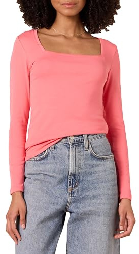 Amazon Essentials Women's Slim-Fit Long-Sleeved Square Neck T-Shirt, Hot Pink, S