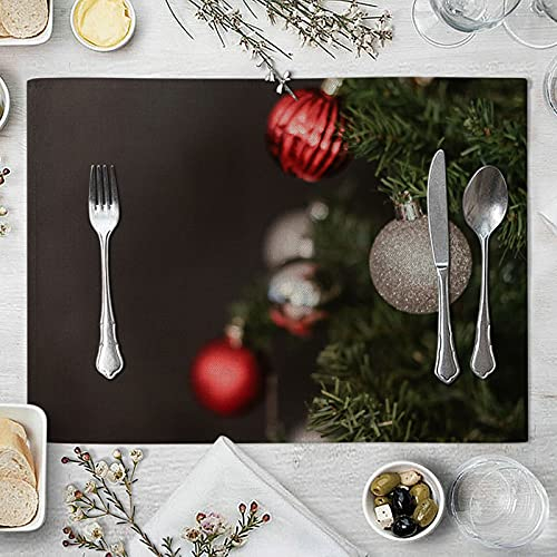 Banemi Weihnachten Platzset Kinder rutschfest, Tischsets Abwaschbar 8er Set Weihnachtskugel Platzdeckchen Weihnachtsdekorationen für die Küche 32X42cm