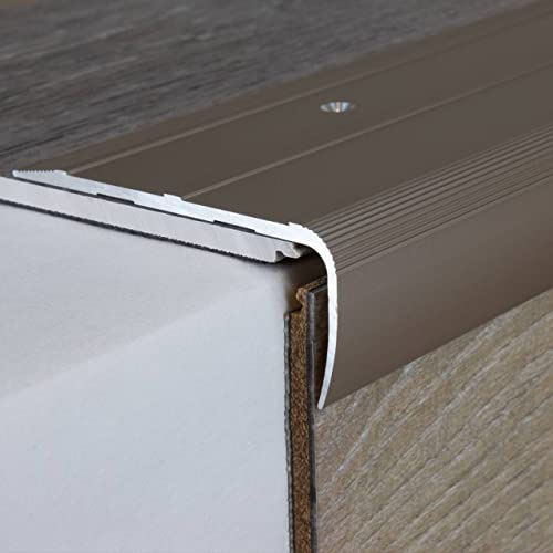 PROVISTON | Treppenprofil | 28.5 x 75 x 1000 mm | bronze hell | Aluminium | hochwertige Metallprofile | Treppenkante | zum Schrauben | qualitatives Winkelprofil | robust | langlebig