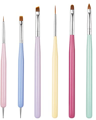 Sularpek 6 Stück Nail Pinsel Set, Pinsel für Gelnägel, Nail Art Design Painting Tools, Nageldesign Pinsel, Acryl Gelnägel Pinsel UV Gel Nail Brush, Dotting Tool, Gel Pinsel für Nägel