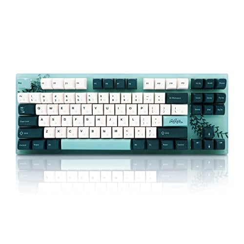 Womier K87 75% TKL Mechanical Gaming Keyboard, Hot Swappable, RGB with Plant Theme PBT Keycaps, Yellow Switch, for PC, MAC, PS4, Xbox, Laptop