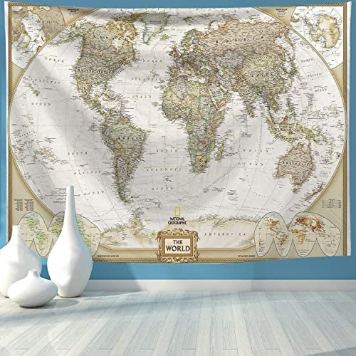 Weltkarte Wandteppich Vintage Wandteppich Wandbehang für Zimmer