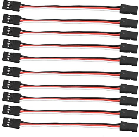 Câble D'extension Servo, Câble D'extension Servo 10 Pièces, Ligne de Connexion de Servomoteur à 3 Broches, avec Noyau Intérieur en Laiton 30 et JR, Prises et Fils Servo(100mm femelle à femelle)