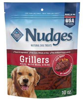 Blue Buffalo Nudges Grillers Natural Dog Treats, Steak, 10oz