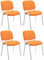 CLP 4er Set Stühle Ken Chrom Stoff I Gepolsterte Sitzfläche, Farbe:orange