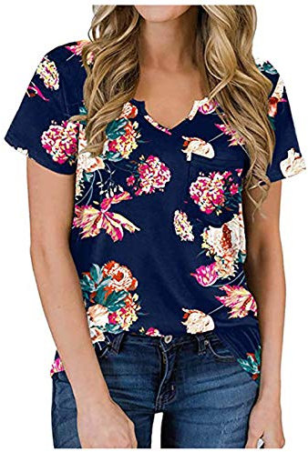 Damen Oberteile Sommer Tank Top V Ausschnitt Tops Print Pockets Shirt Neue Top Taschen Bluse Kurzarm Shirts Locker Crop Tops