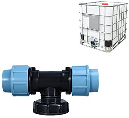 PP Verschraubung IBC Adapter Verbindungsset Mit Adapterdeckel, PE Rohrverschraubungen PP-fitting T-Stück Klemmverbindung, IBC Tankverbindung Tandembeschläge Für Garten Wasserhahn Auslass Schlauch