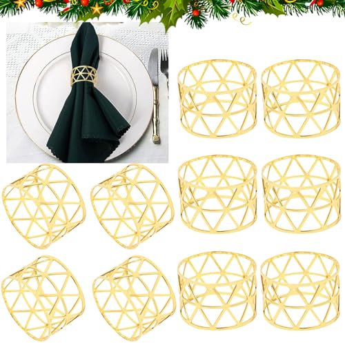 10 Stück Serviettenringe Gold, Metall Serviettenring, Universal Serviettenringe, Hollow Out Serviettenschnallen Blätter, Serviettenhalter Vintage, Tischdeko für Hochzeit Party Weihnachten Geburtstag