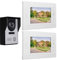 Kit Campanello Citofono Wireless, Videocitofono Luminosa 6 LED IR Videocitofono Bidirezionale TFT True Color da 7 Pollici con 2 Monitor