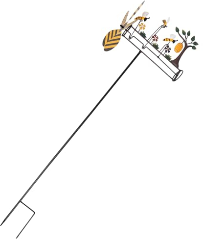 BESPORTBLE Bienen Windmühle Garten Windrad Metall Wetterfest 107x32cm Dekorativ für Hof Balkon Outdoor Kinder Gartendeko Langlebig Installieren