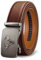 KEMISANT Gürtel Herren, Ledergürtel Ratsche Automatikschließe für Herren Business Anzug,Breit 35mm,Größe Angepasst(Tawny,140cm/42-48 taille verstellbar)