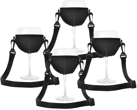 Niaciswe Porte-verre à Vin Portable 4 Pièces Porte-verres à Vin pour le Cou Support de Verre à Vin Portable à Main Libre Porte-verres à Vin pour le Col de Vin Porte-verres à Vin à Suspendre Pour Fête