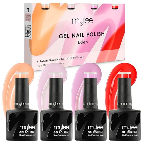 Mylee Gel-Nagellack 4x10ml [Eden Quad] - UV/LED, Maniküre, Pediküre, für professionellen Gebrauch im Salon sowie zu Hause [Frühling/Sommer 2024] - Lang anhaltend und mühelos aufzutragen
