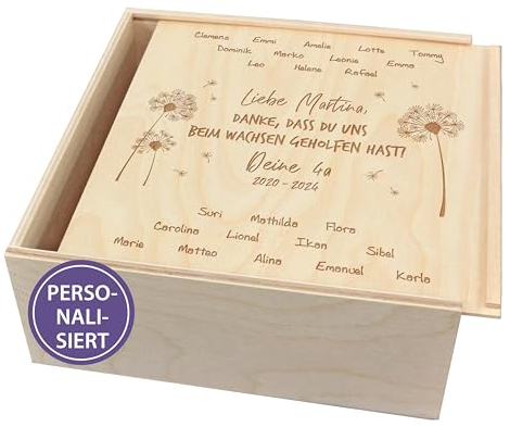 Feenstaub Holzkiste graviert, personalisierte Holzbox, Geschenkbox Lehrer, Geschenkbox mit Deckel, personalisierte Box, Abschiedsgeschenk Lehrer, Geschenk Erzieherin, Geschenk für Klassenlehrerin