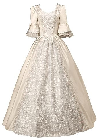 Femme Robe Victorienne à Manche 3/4 Évasées Robes de Soirée Chic et Elegant Costume Medievale Vintage Dress de Mariage Déguisement Carnaval Victorien