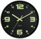 DIYZON Leuchtende Wanduhr, Geräuschlos, Nicht tickend, 40 cm, Nachtlicht-Wanduhren, Batteriebetrieben, Moderne Glas-beleuchtete Wanduhr, Dekorativ für Küche, Zuhause, Schlafzimmer, Büro