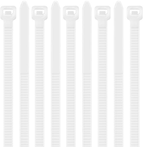 Yaluzibi 120 lbs Heavy Duty Cable Ties 100 Pack, Zip Ties, 8 inch Large Cable Wrap, 7.6mm x 200mm White Nylon Plastic Self Locking Long Tidy Wires with UV Resistant for Workshop Garden Indoor Outdoor