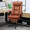 DoChair Fauteuil de Direction, Chaise Bureau Large Ergonomique Dossier Haut 150KG Chaise de Bureau avec Repose-Pieds en Cuir PU, Marron