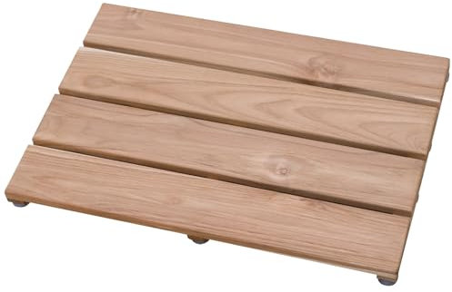SINOKF Teak-Duschmatte, 61 x 43,2 cm, Holz-Badematte für Badezimmer, Outdoor, rutschfeste Holzbodenmatten für Spa oder Sauna