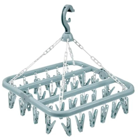 ARSBORUI Etendoir Chaussette, Étendoir À Chaussettes avec 32 Pinces, Etendoir Linge Interieur Extérieur Suspendre, Sechoir A Linge Pliant, pour Chaussettes, sous-Vêtements et Petits (Blue)