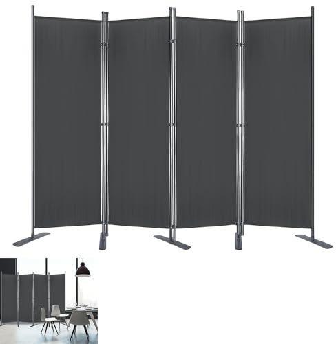 YRHome 225x180cm 4 Teilig Paravent Trennwand Balkon Stellwand Sichtschutz aus Stoff Faltbar Sichtschutzwand für Balkon Büros Anthrazit