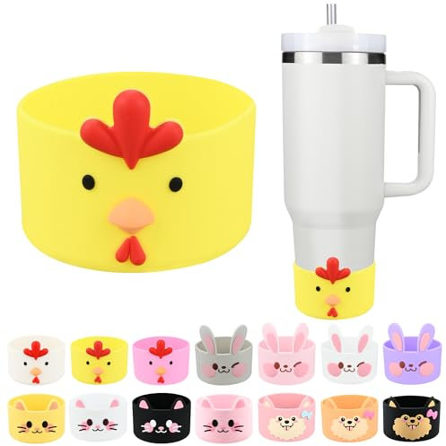 Cute Animal Silicone Boot for Stanley 40 oz, Bottle Bottom Protector Cover for Tumbler, Stanley Cup Boot 20 30 oz, Cup Accessories for Quencher IceFlow