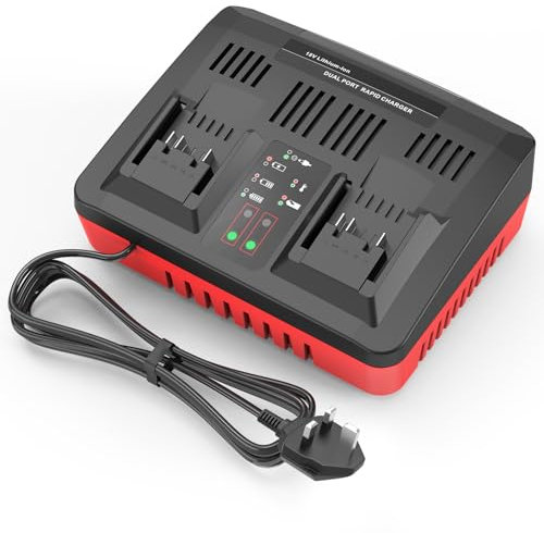 ASUNCELL 2 Ports 3A Charger for Einhell Power X-Change Battery, 18V Dual Port Fast Charger Compatible with Einhell Tools Battery with LED Indicator Lights (UK-Plug)