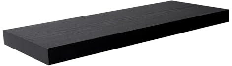 Velano - Bücherregal Wand - Wandregal 60x23,5 cm - Regal Wand - Schweberegal - Hängeregal - Regalbrett - Schwarz Holz - Küchenregal - Bücherregal Kinder - Deko Wohnzimmer - Gewürzregal Wand