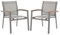 Vente-unique-Gartensessel 2er Set - stapelbar - Aluminium & Textilene - Taupe & Armlehnen Akazie - TAIPIVAI von MYLIA