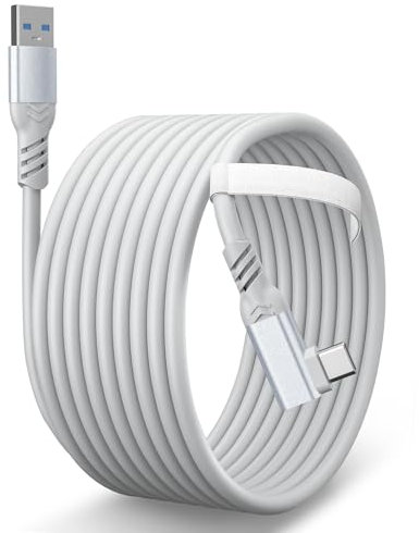 familaha Cable Link de 5m Compatible con Meta Oculus Quest 3s/3/Quest 2/Pro/Pico 4 PC Steam VR Accesorios, Transferencia de Datos de Alta Velocidad, Cable Link USB 3.0 a USB C